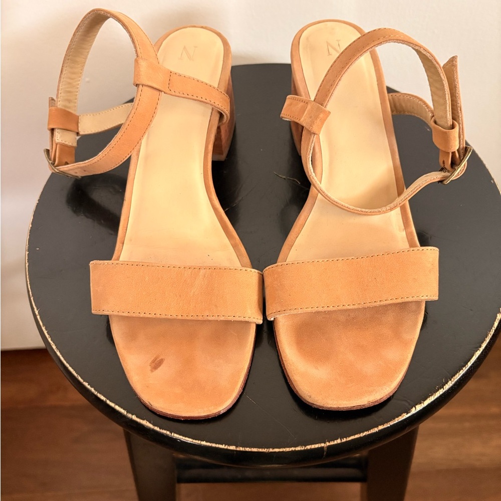Nisolo Tan Block Heel Leather Sandals